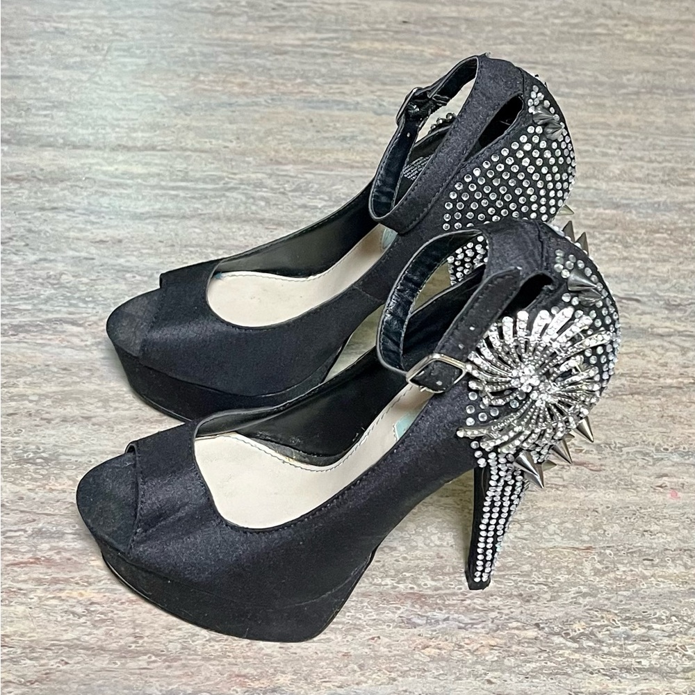 Betsey Johnson Elope heels with spiky studs and bling